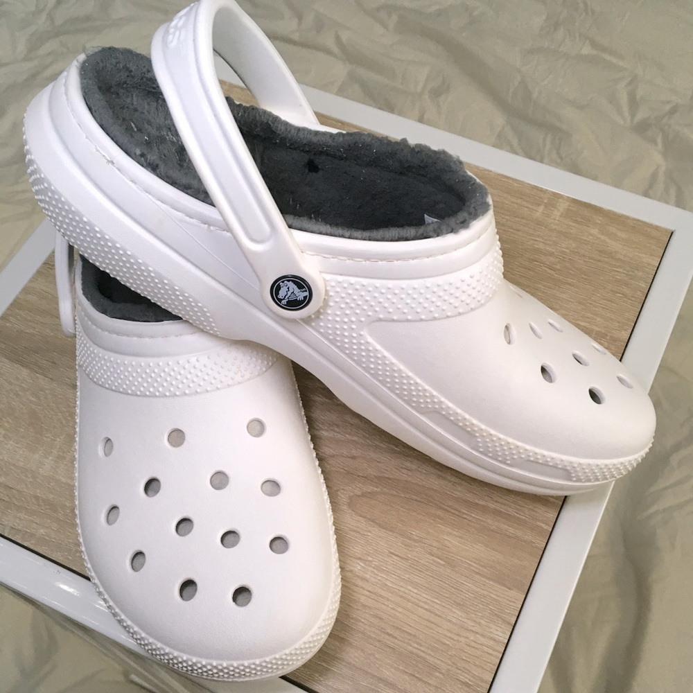 Crocs Classic Lined Clog Men’s Size 11 White with Grey Lining